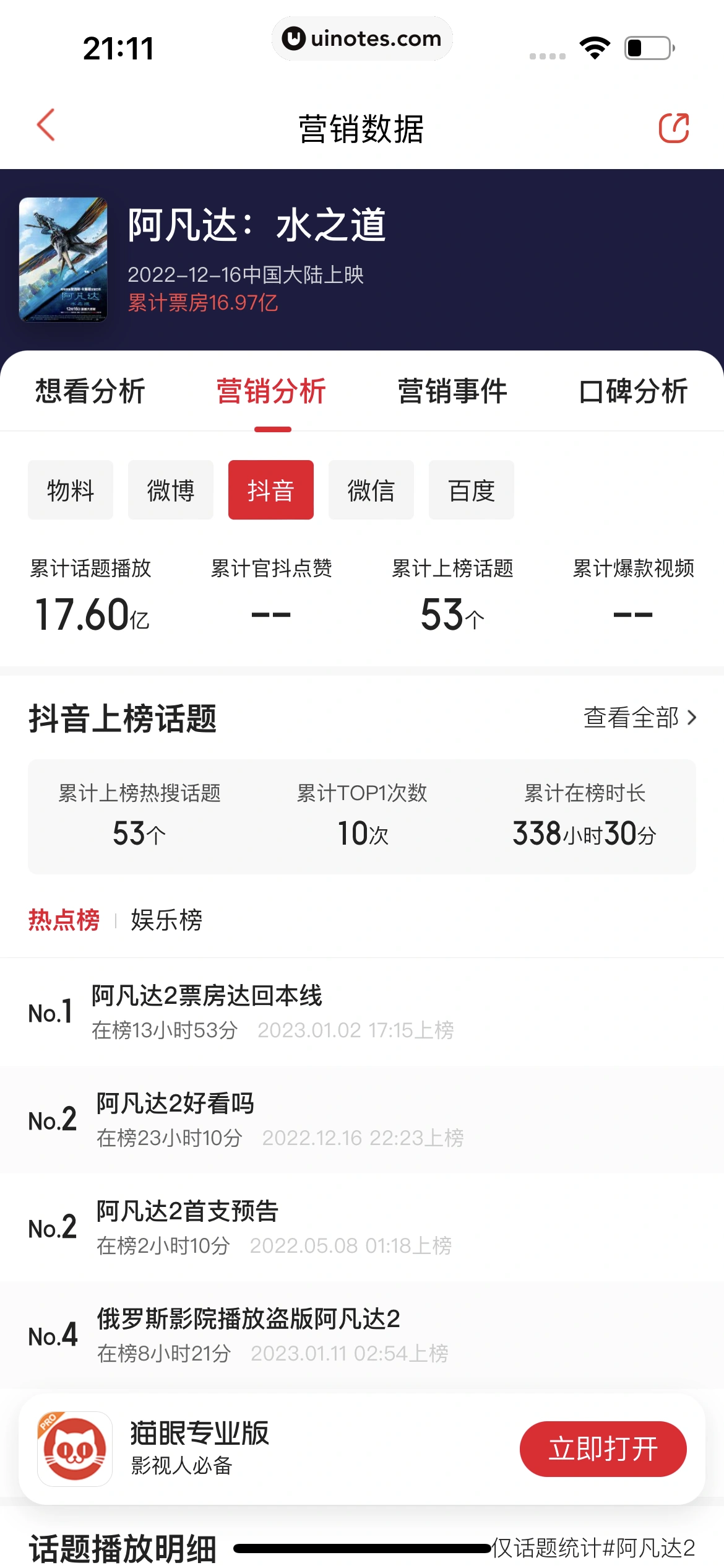 猫眼 App 截图 209 - UI Notes