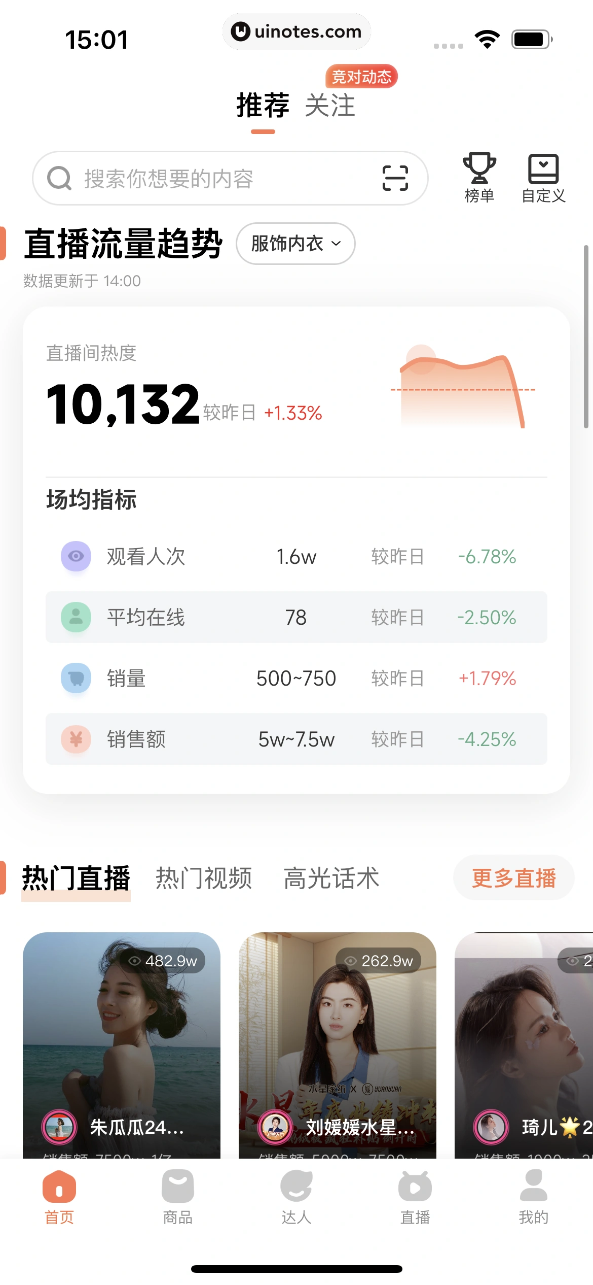 蝉妈妈 App 截图 342 - UI Notes