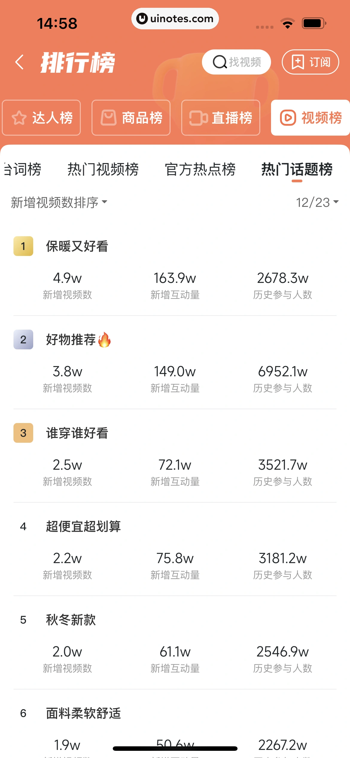 蝉妈妈 App 截图 320 - UI Notes
