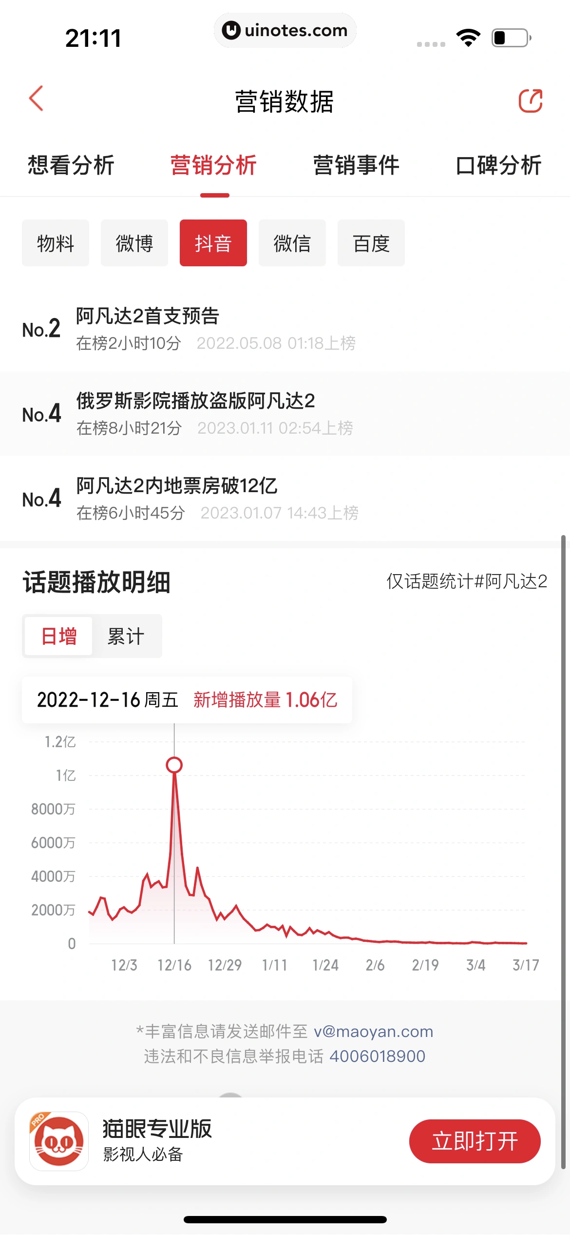 猫眼 App 截图 210 - UI Notes