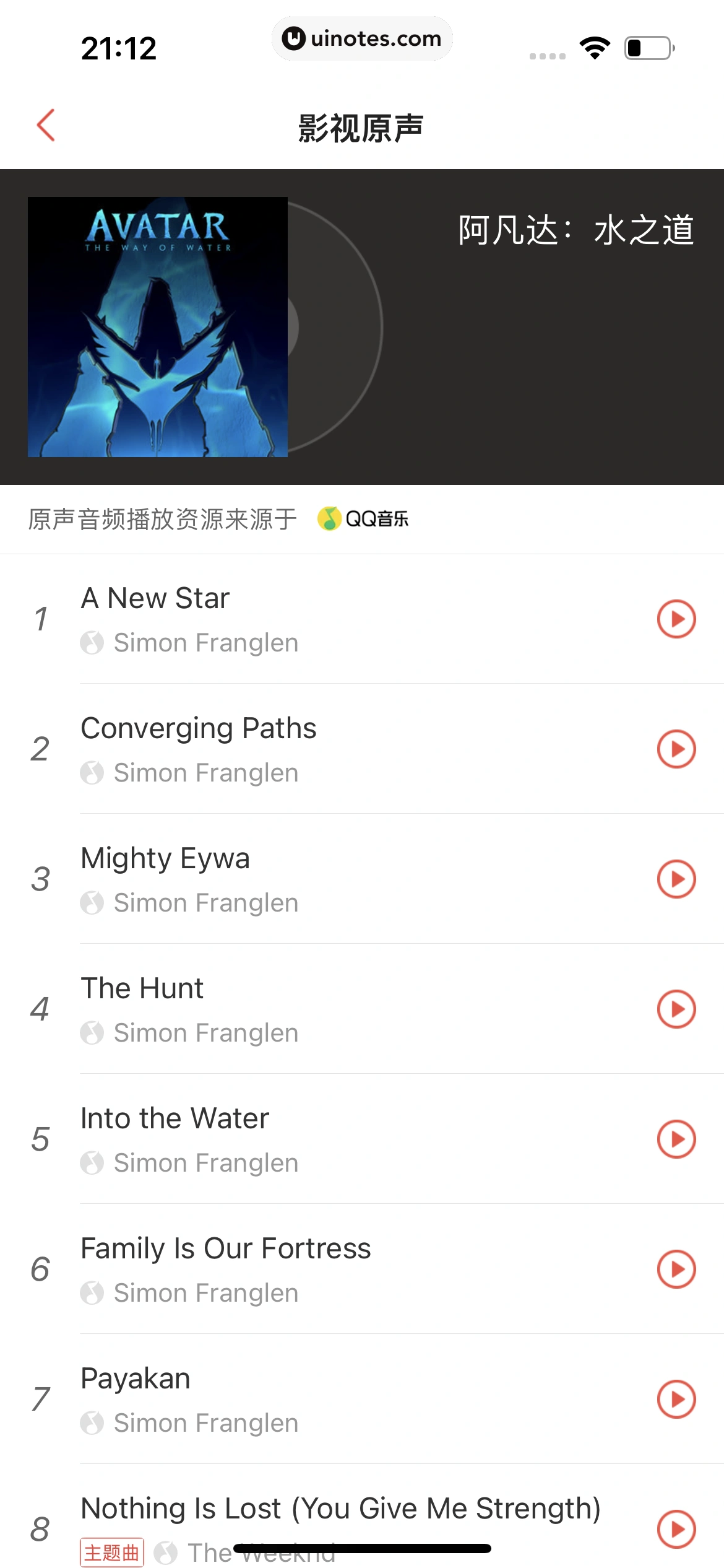 猫眼 App 截图 223 - UI Notes