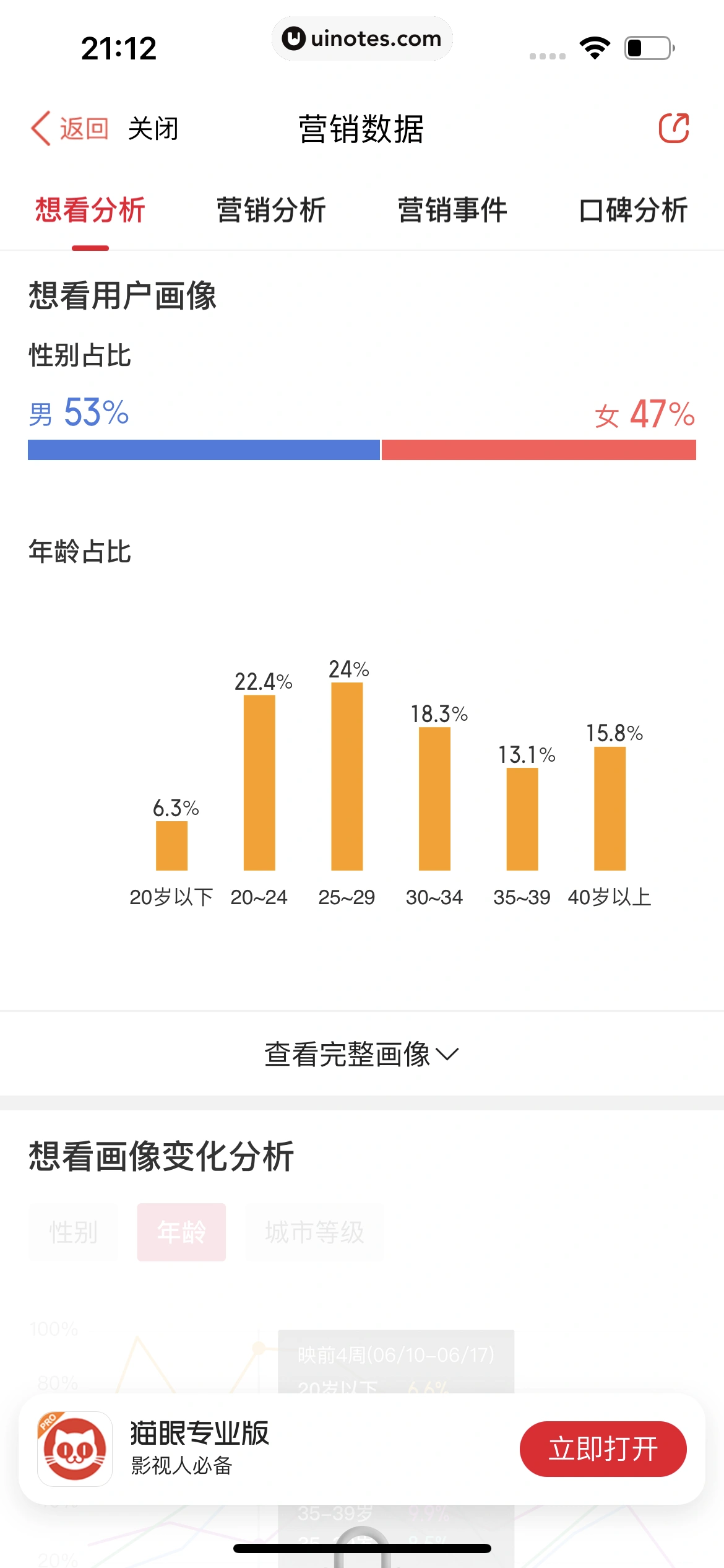猫眼 App 截图 221 - UI Notes