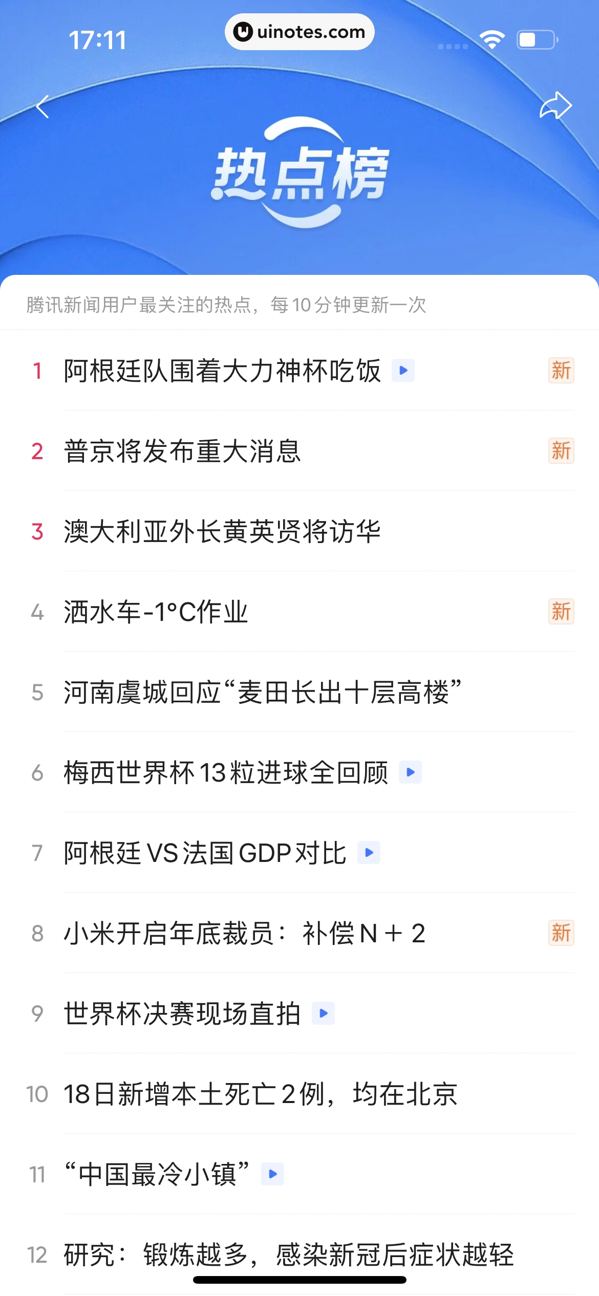 腾讯新闻 App 截图 062 - UI Notes