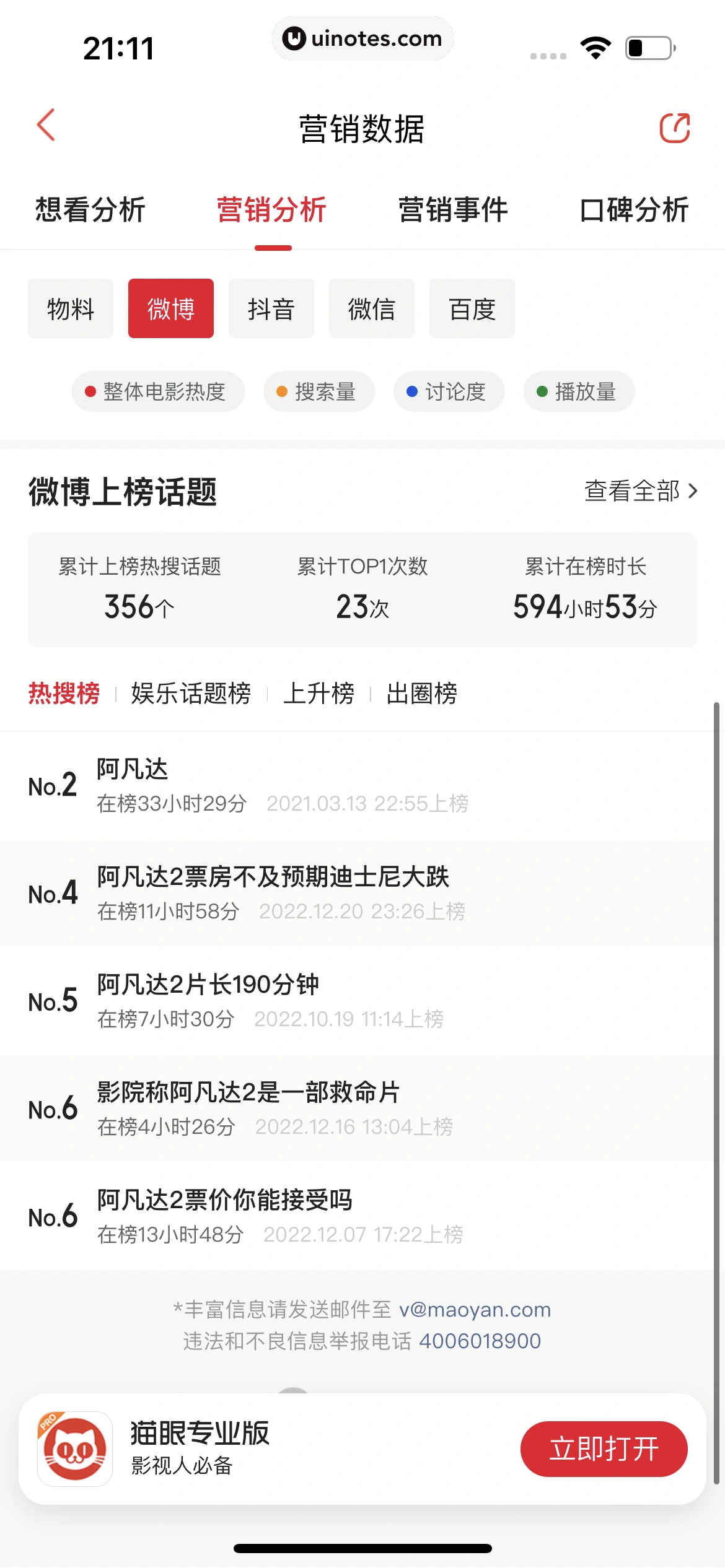 猫眼 App 截图 208 - UI Notes