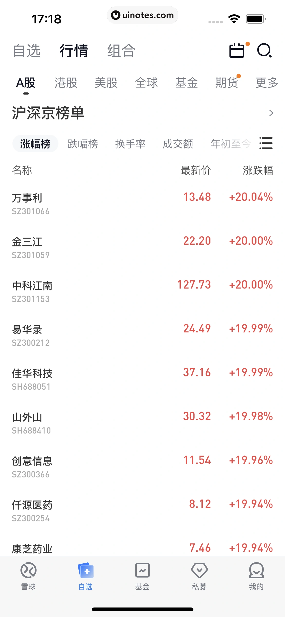 雪球 App 截图 190 - UI Notes