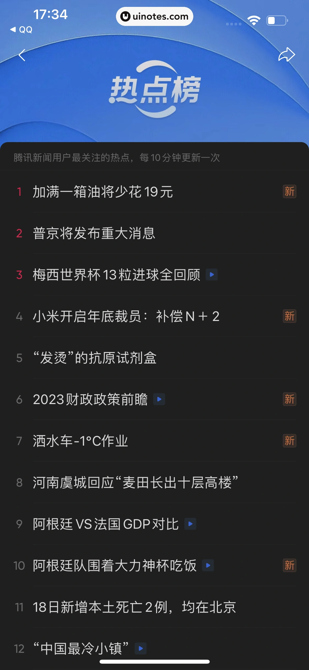 腾讯新闻 App 截图 288 - UI Notes